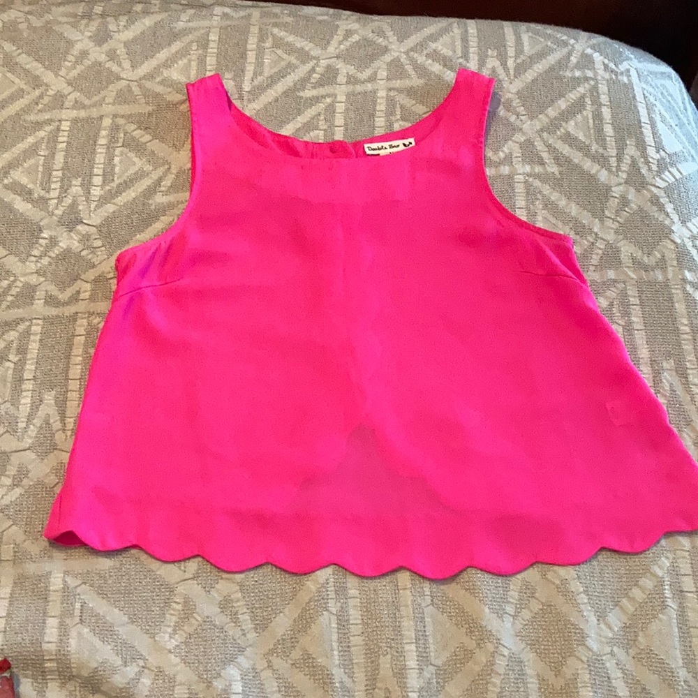 Crop Pink Scalloped Tank